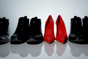 Red stilettos with black boots