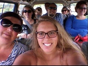 Here we are in our van. We crammed as many as 10 people in that beast. Good times!